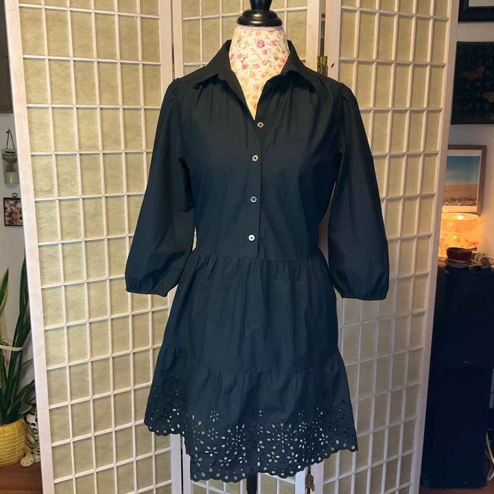 GAP Floral Eyelet Button Down Mini Shirt Dress Size M